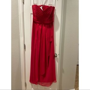 David's Bridal W10840 Bridesmaid Dress Red Cherry
